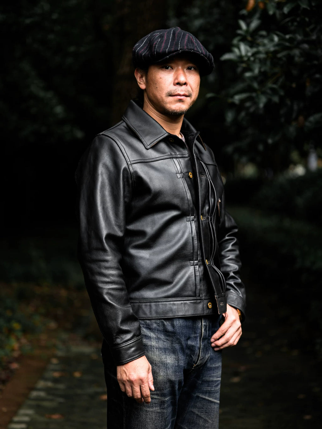 DURANGO Leather Trucker Jacket, Type1, Shield Pocket, Tea-Core Cowhide