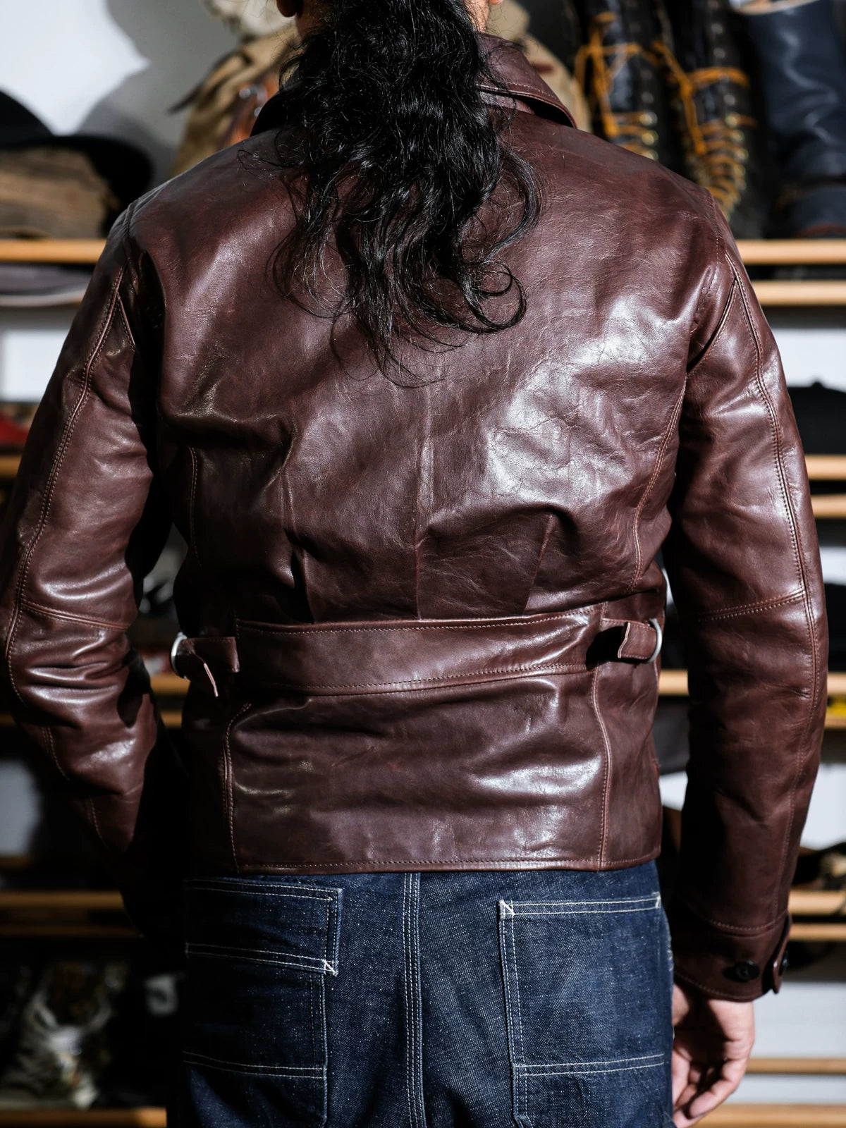 ハーフベルト レザージャケット 1930 SPORTS JKT パドヴァ シールブラウン 水染め ホースハイド
