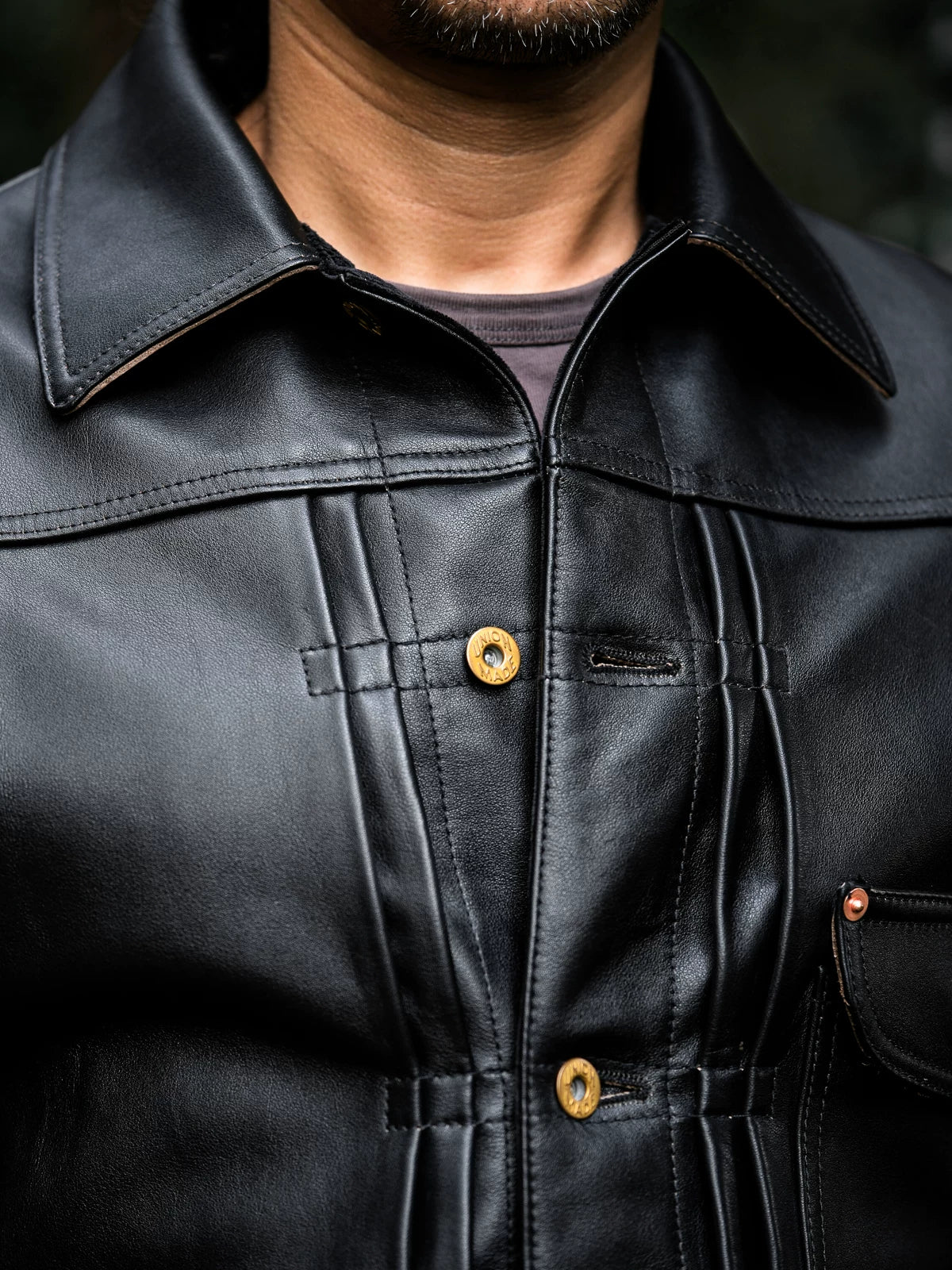 DURANGO Leather Trucker Jacket, Type1, Shield Pocket, Tea-Core Cowhide