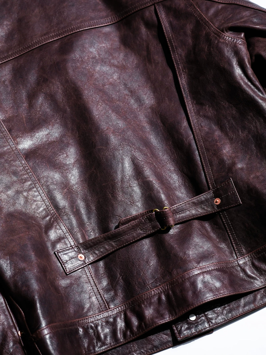 DURANGO Leather Trucker Jacket, Type1, Shield Pocket, Wine Red Oil-Wax Horsehide