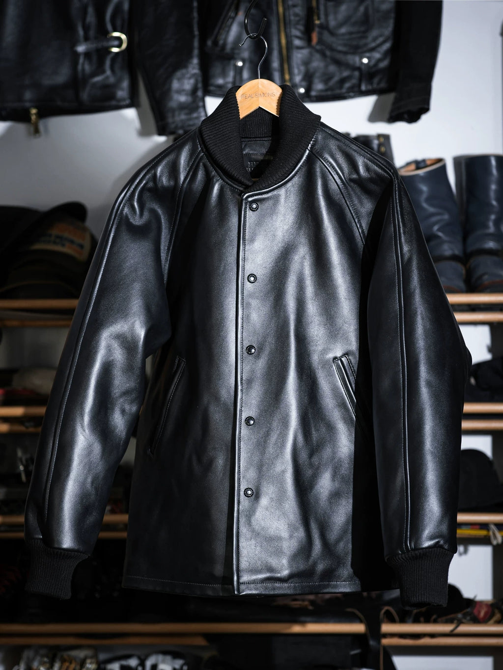 レザーカークラブジャケット BONNEVILLE ロング丈 ホットロッド 肉厚 フレンチシープスキン