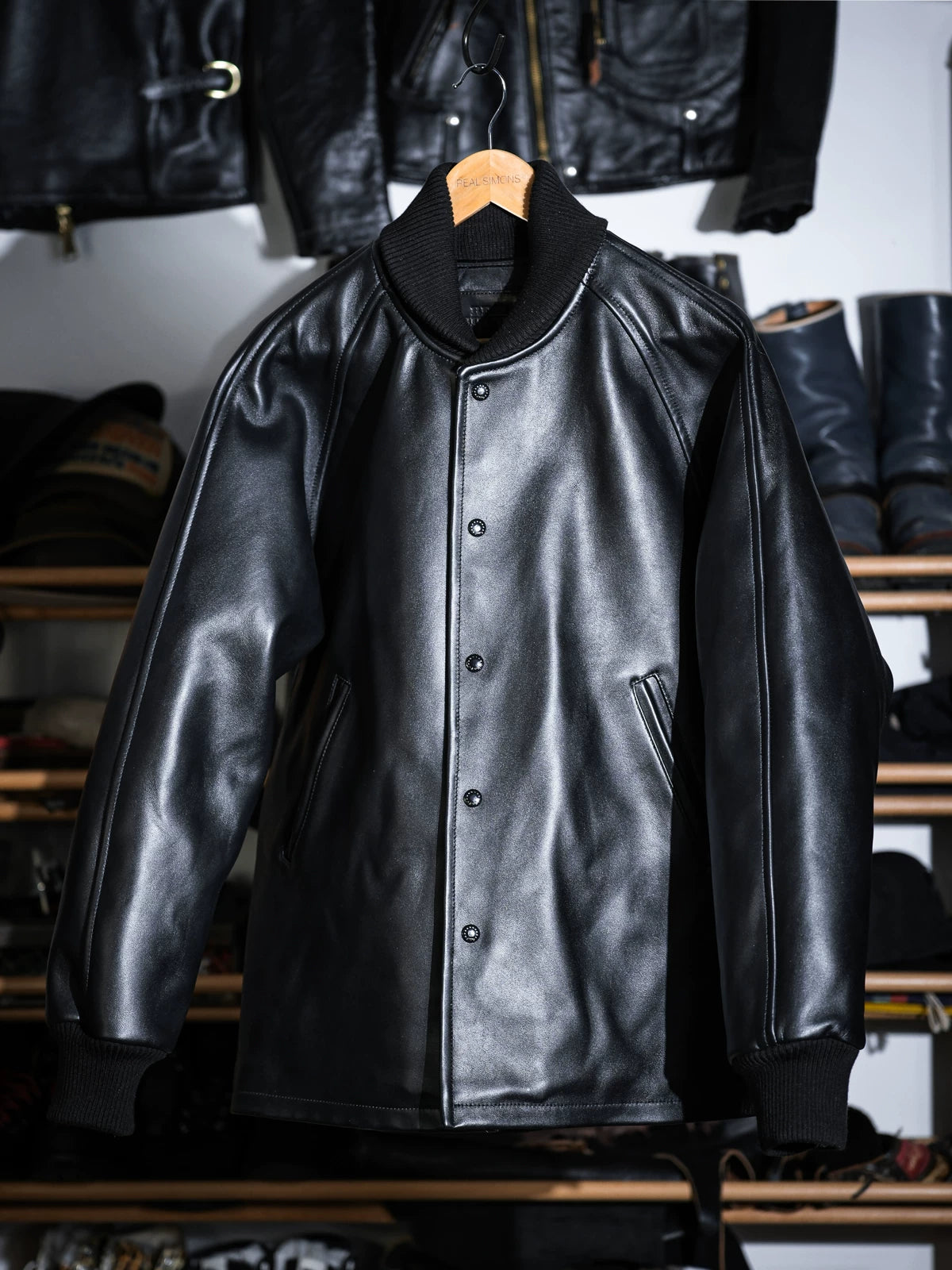 レザーカークラブジャケット BONNEVILLE ロング丈 ホットロッド 肉厚 フレンチシープスキン