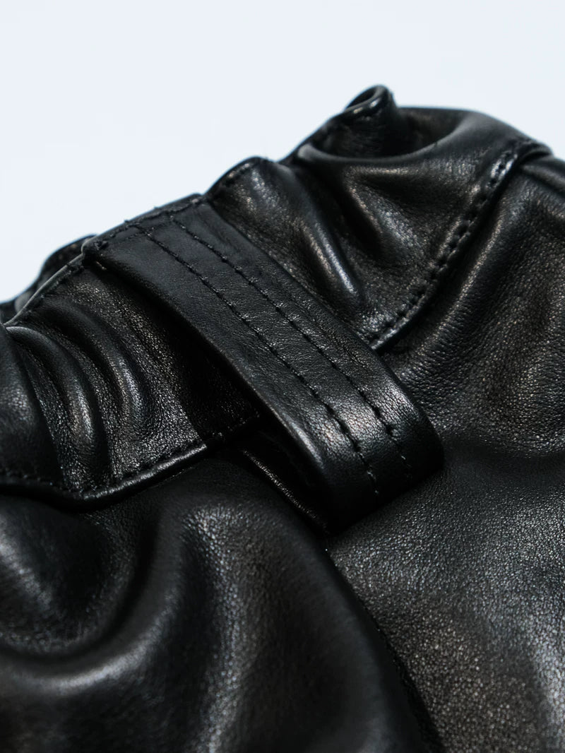 Wide Leather Trousers — Balloon, Ribbed Hem, Water-Dyed Calfskin