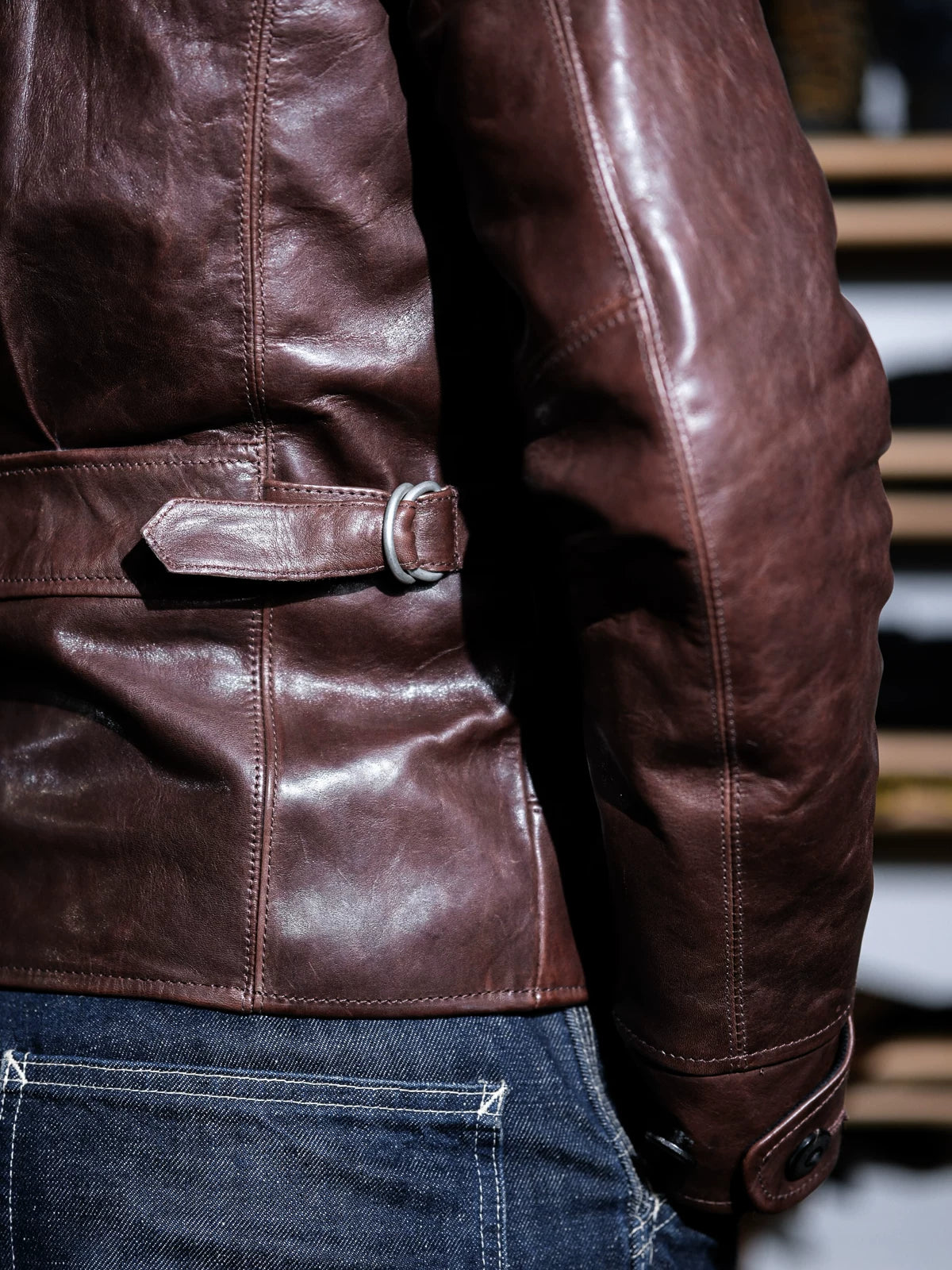ハーフベルト レザージャケット 1930 SPORTS JKT パドヴァ シールブラウン 水染め ホースハイド
