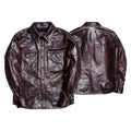 LARAMIE Leather Western Shirt Jacket, Double Yoke, Wine Red Oil-Wax Horsehide