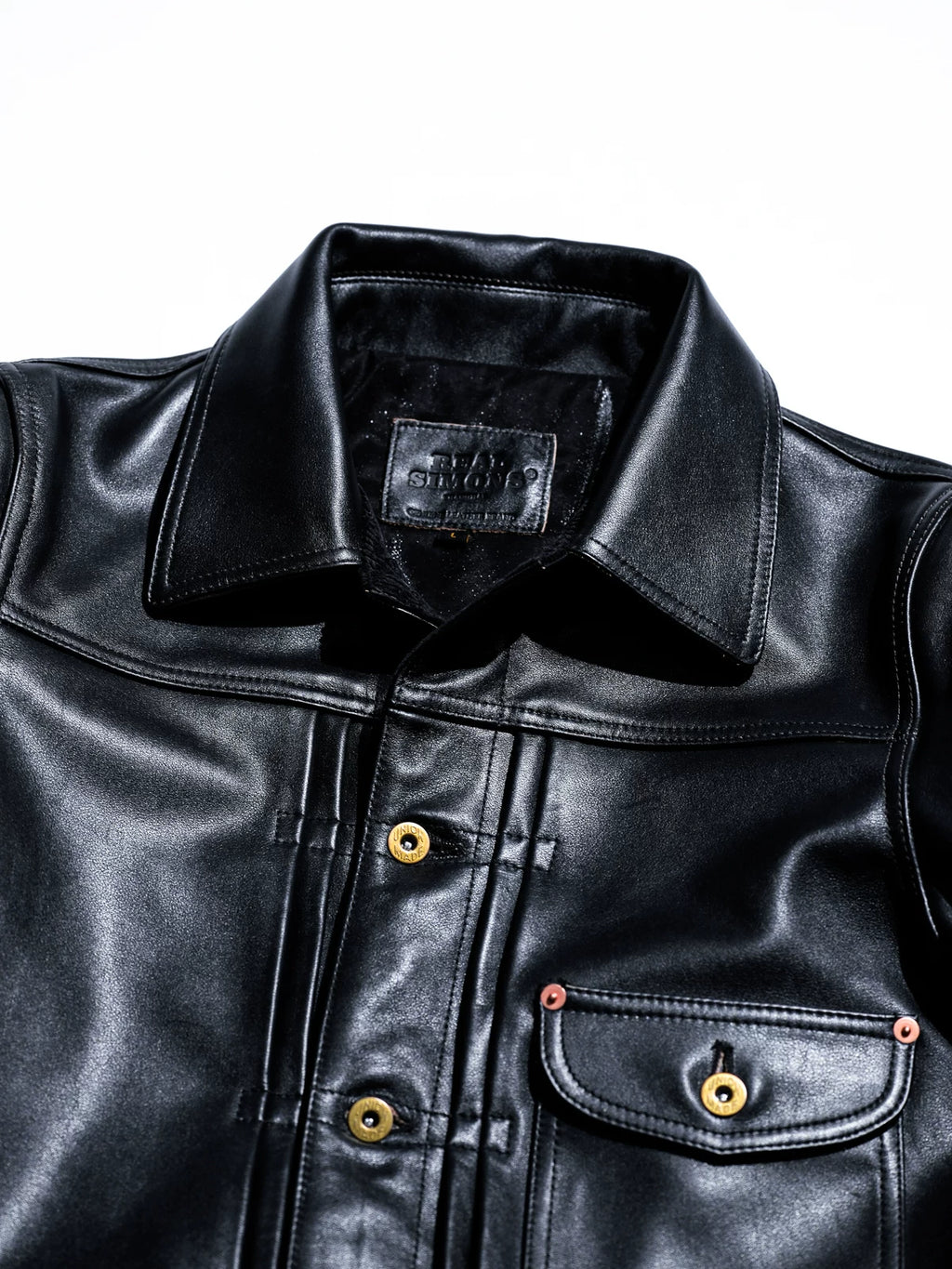 DURANGO Leather Trucker Jacket, Type1, Shield Pocket, Tea-Core Cowhide