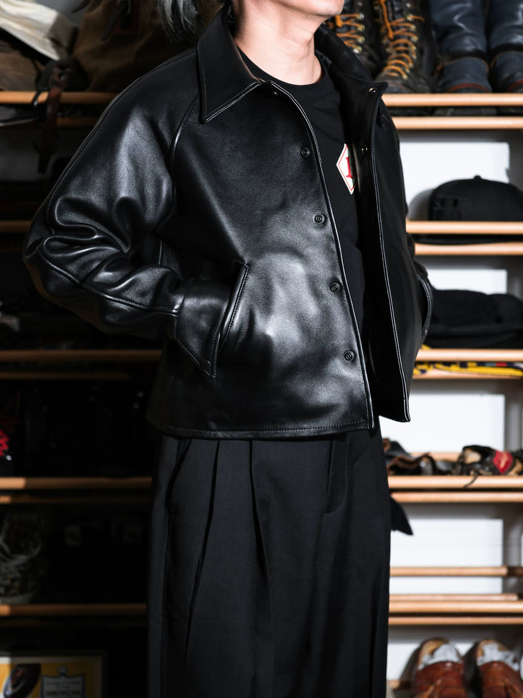 CAMDEN Leather Coach Jacket, Short and Wide, Thick French Sheepskin
