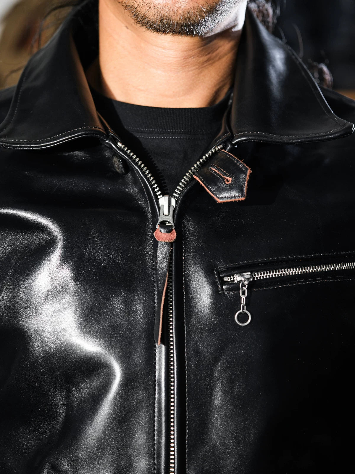 ハーフベルト レザージャケット 1930 SPORTS JKT パドヴァ茶芯 ブラック ホースハイド