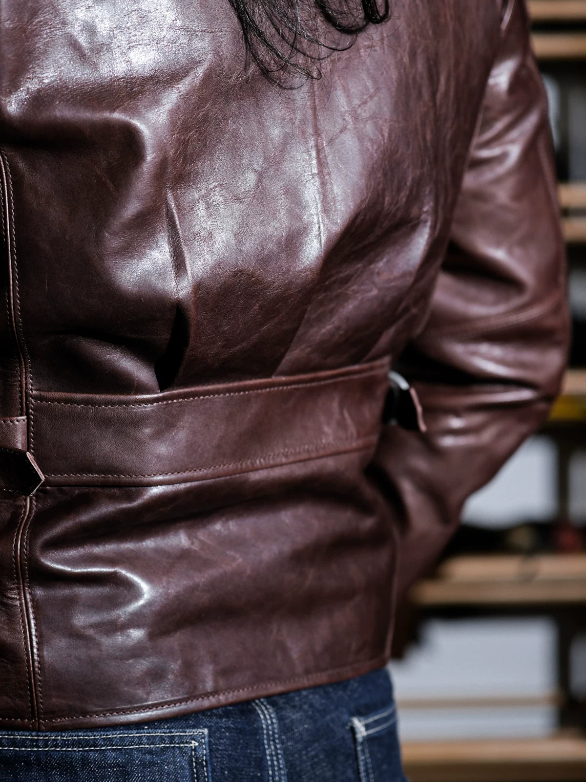 ハーフベルト レザージャケット 1930 SPORTS JKT パドヴァ シールブラウン 水染め ホースハイド