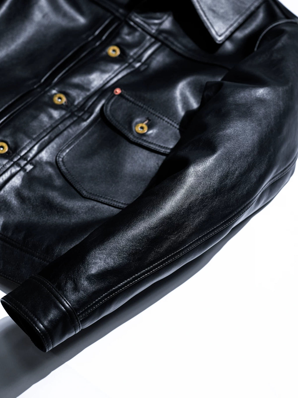 DURANGO Leather Trucker Jacket, Type1, Shield Pocket, Tea-Core Cowhide