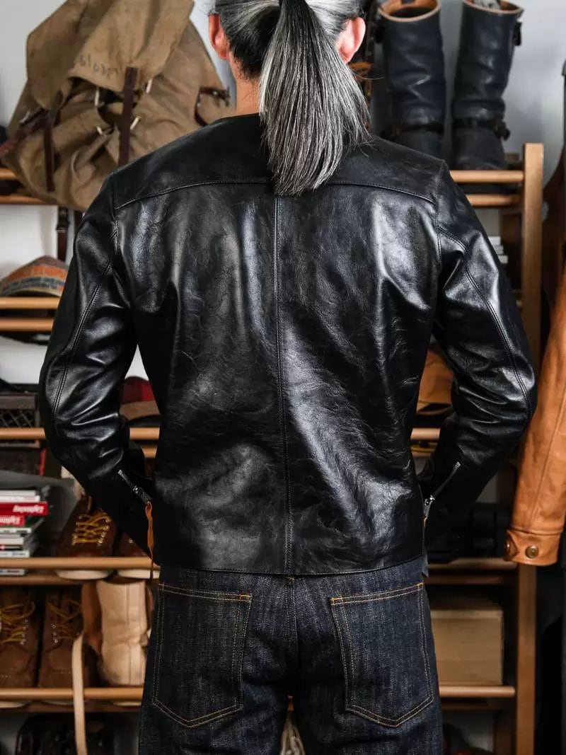Café Racer Crew Neck — Tea-Core, 1960s Horsehide