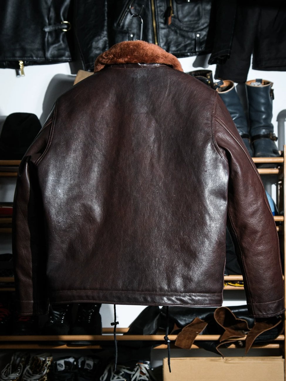 N-1 All-Leather Deck Jacket — Shearling Collar, Sheepskin