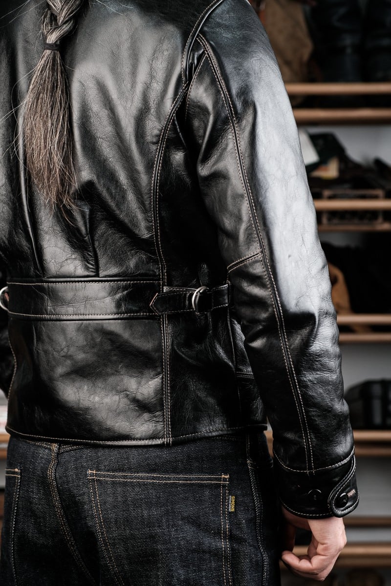 1930s Half-Belt Leather Jacket — Vintage Finish, Horsehide