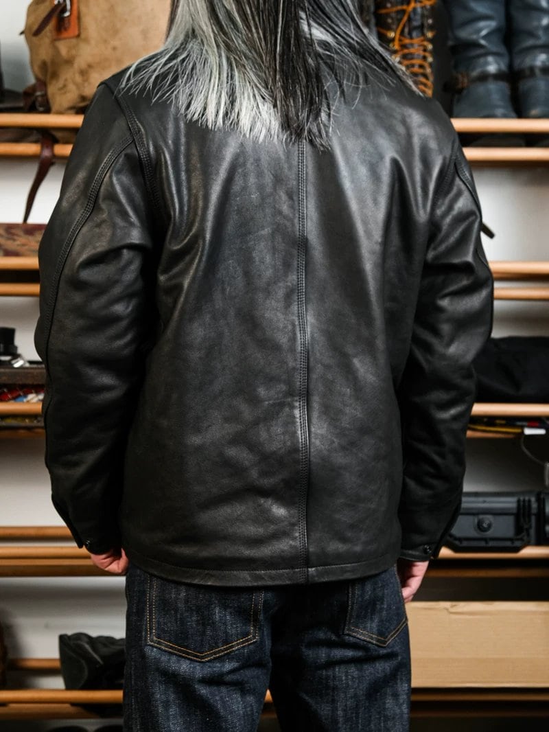 レザーチョアコート カーフスキン カバーオール ワークジャケット