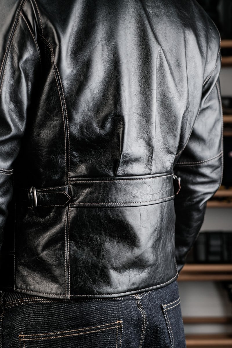 1930s Half-Belt Leather Jacket — Vintage Finish, Horsehide