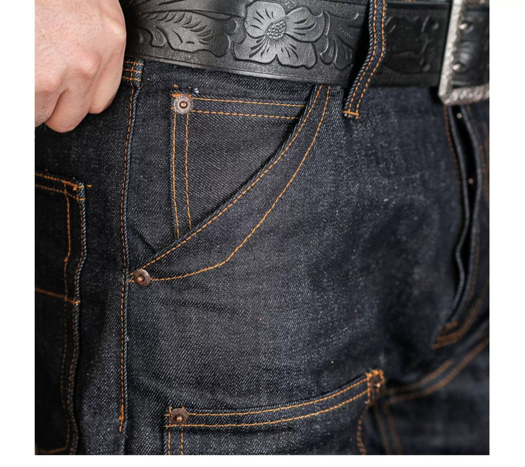 ライディングデニム 14oz ダイヤキルト補強 セルビッジ インディゴ