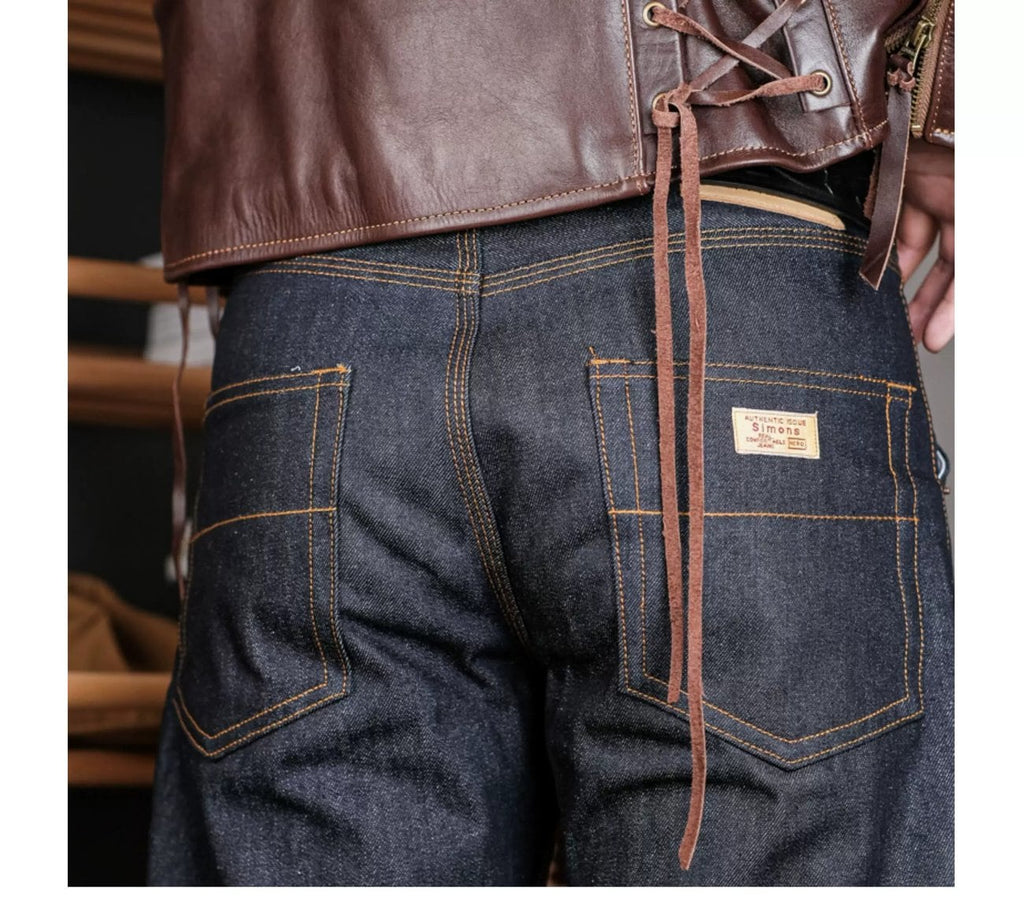 ライディングデニム 14oz ダイヤキルト補強 セルビッジ インディゴ