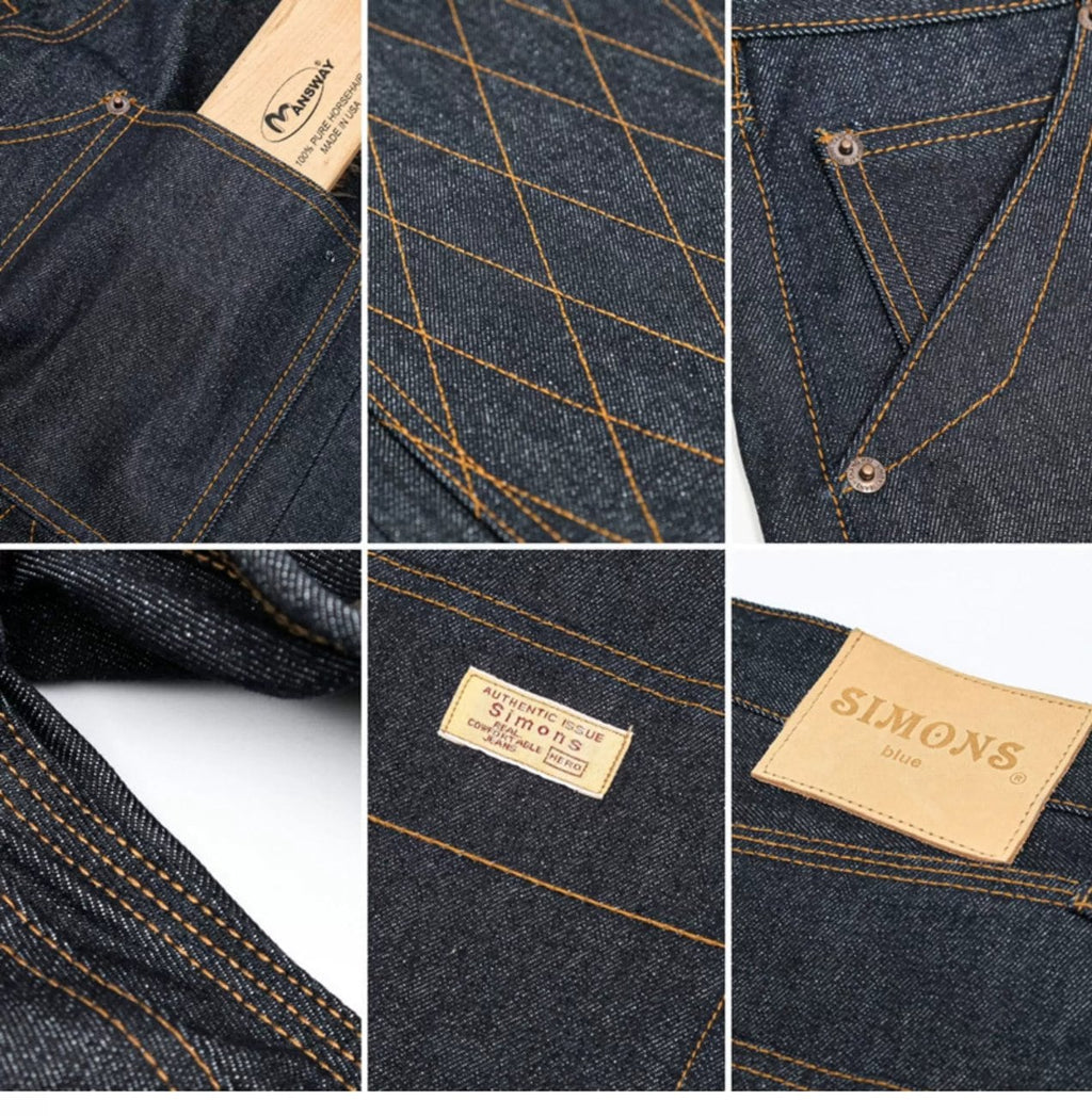 ライディングデニム 14oz ダイヤキルト補強 セルビッジ インディゴ