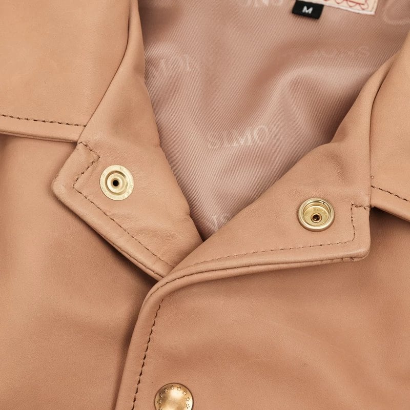 Leather Coach Jacket — Natural, 1970s, Water-Dyed Wax Calfskin