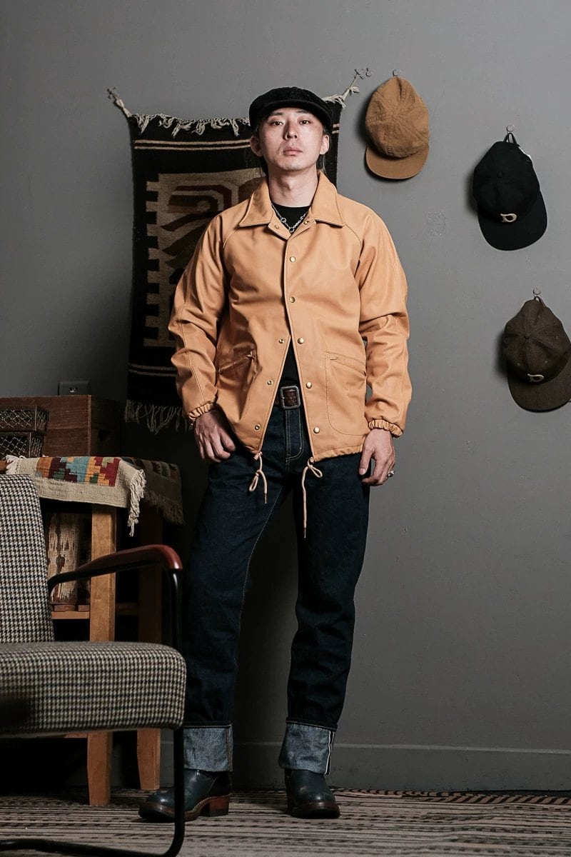 Leather Coach Jacket — Natural, 1970s, Water-Dyed Wax Calfskin