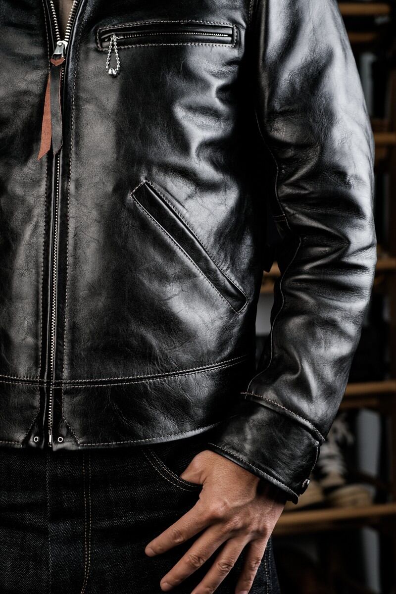 1930s Half-Belt Leather Jacket — Vintage Finish, Horsehide