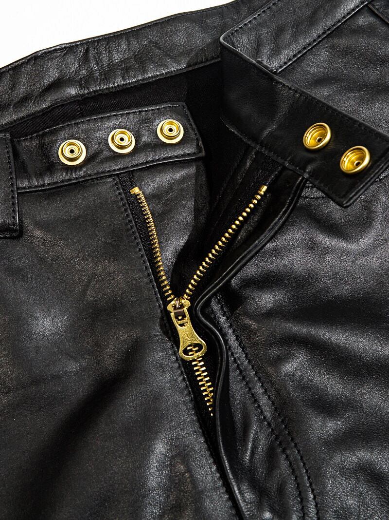 Riders Trousers — Classic Five Pocket, Straight Fit, Black Calfskin