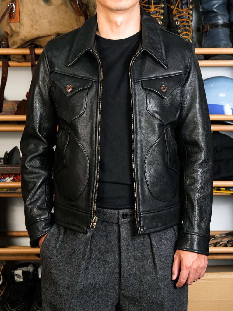 MENDOZA Vintage Grain Single Riders — Black Goatskin