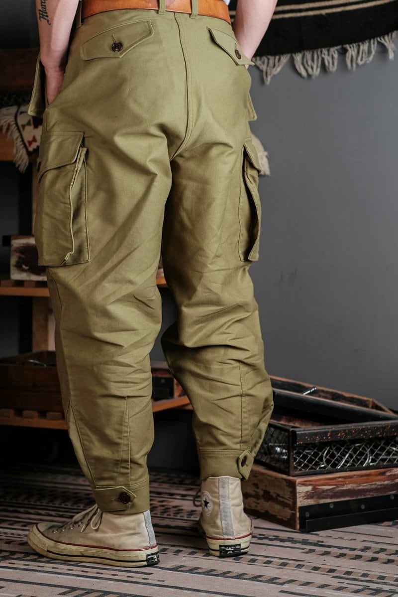 Flight Trousers — Ground Crew, High Waist, Tapered, Khaki Cotton