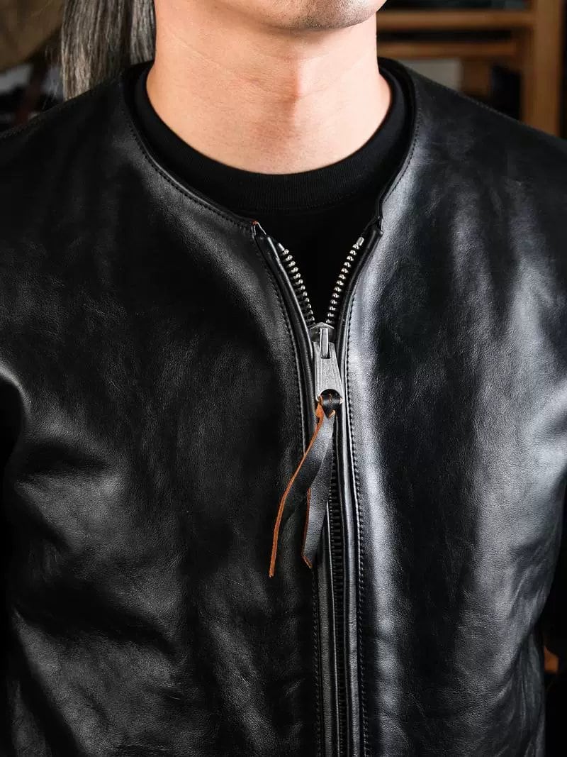 Café Racer Crew Neck — Tea-Core, 1960s Horsehide