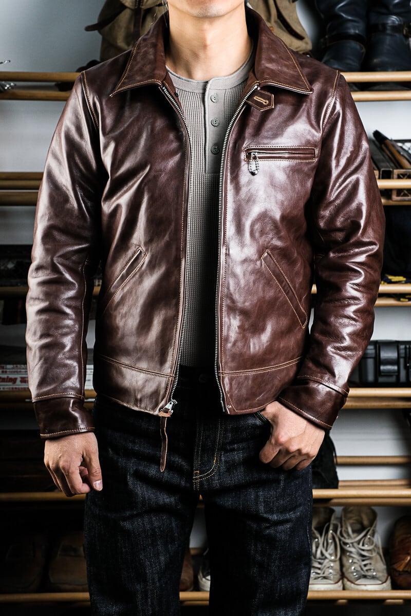 1930s Half-Belt Leather Jacket — Vintage Finish, Horsehide