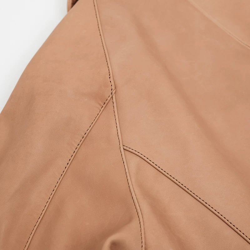 Leather Coach Jacket — Natural, 1970s, Water-Dyed Wax Calfskin
