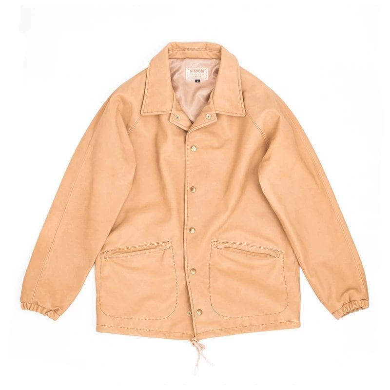 Leather Coach Jacket — Natural, 1970s, Water-Dyed Wax Calfskin
