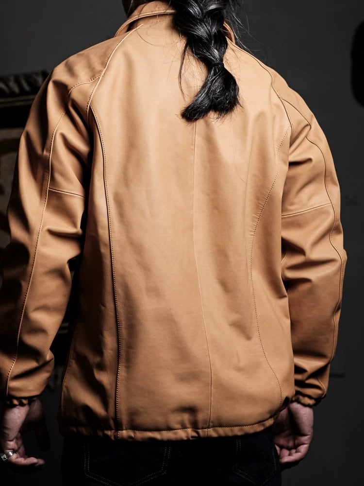 Leather Coach Jacket — Natural, 1970s, Water-Dyed Wax Calfskin