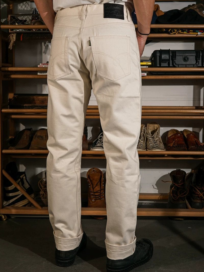 セルビッジデニム 14oz スリムストレート 無染ナチュラル デニム