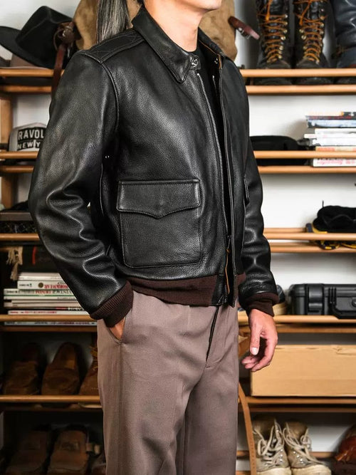 A-2 Leather Flight Jacket — Military, Short, Tea-Core Goatskin