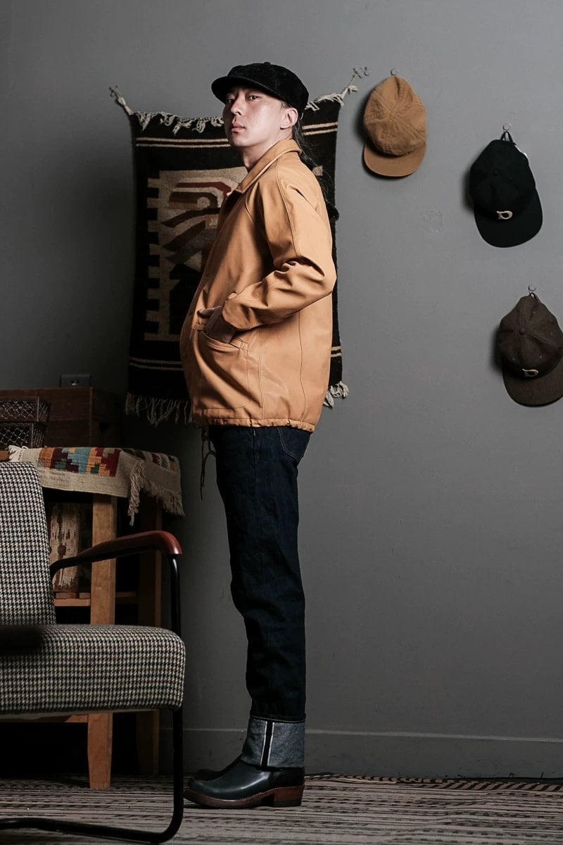 Leather Coach Jacket — Natural, 1970s, Water-Dyed Wax Calfskin