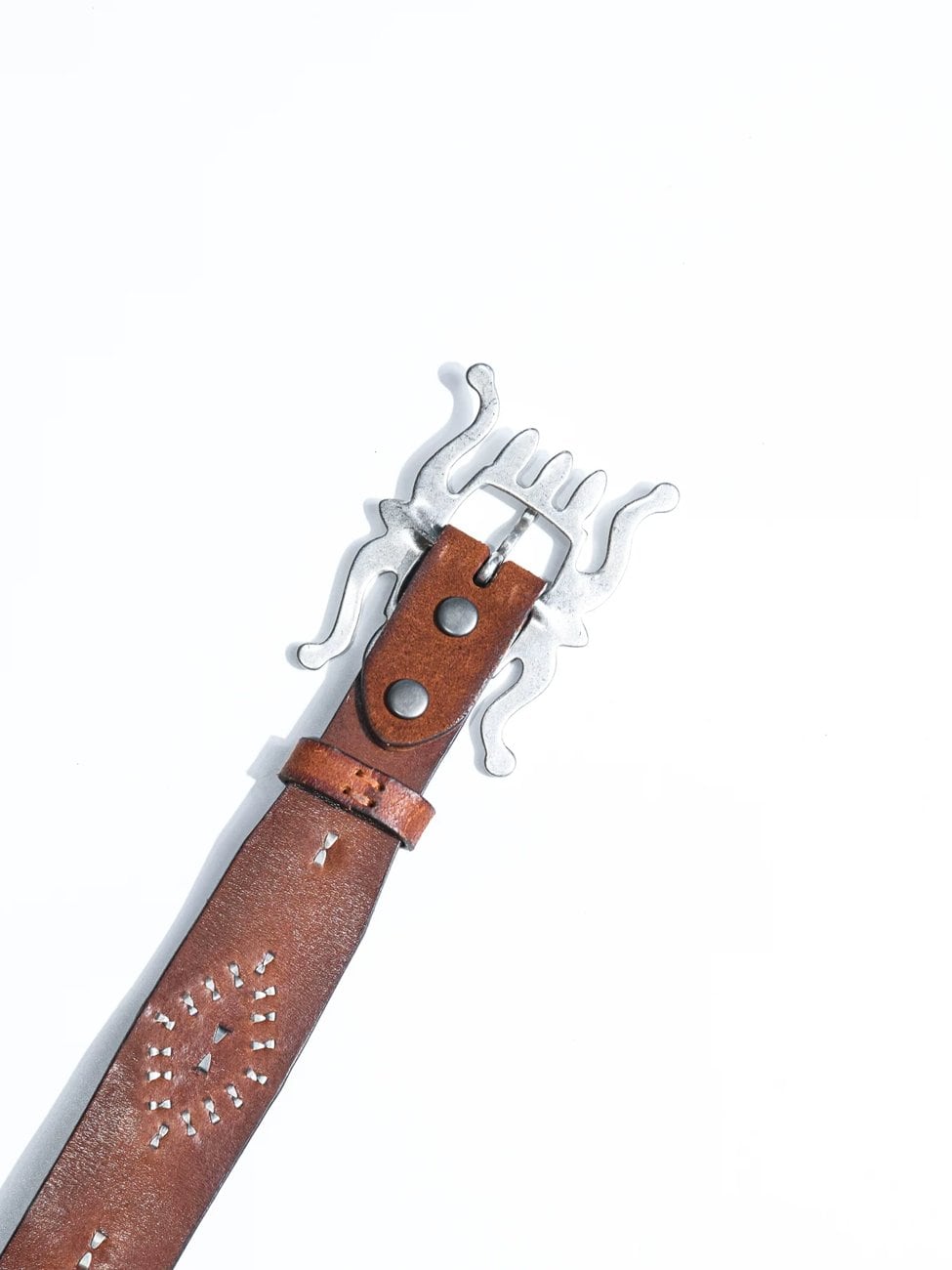 ウエスタン ジュエル レザーベルト 8本爪バックル 40s ブラウン カウハイド